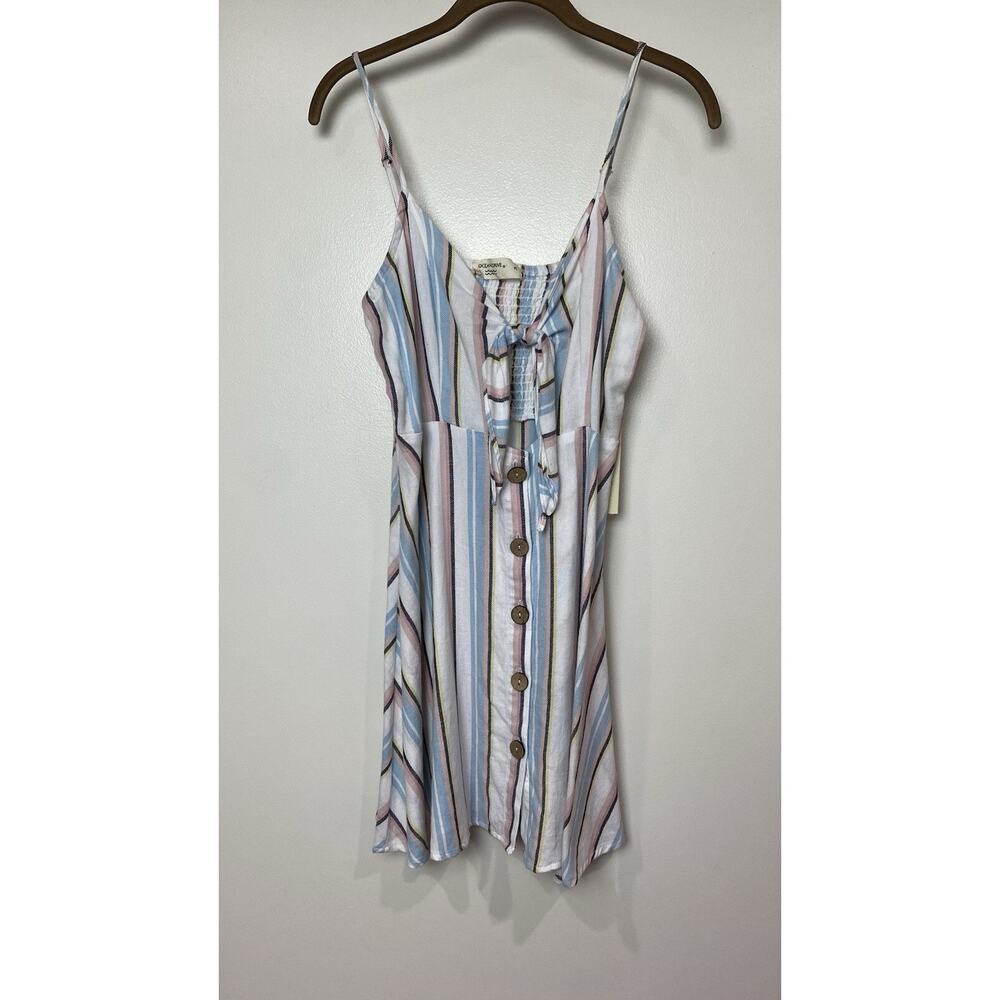 Ocean Drive Women's Medium Sundress Blue White Button Mini Tank Sleeveless New